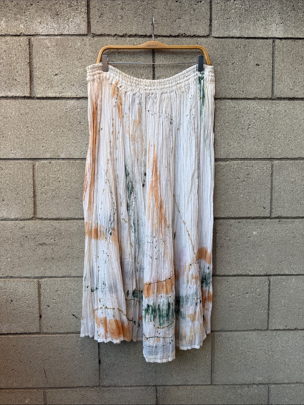 Vintage White and Peach Maxi Skirt